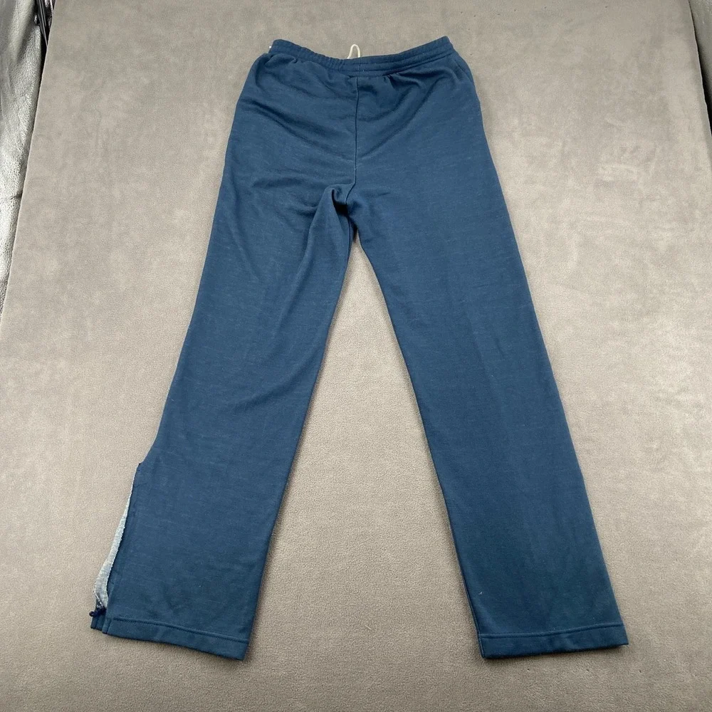 Vintage 70s Nike Sportswear Track Pants Sz M Blue Seamed Script Logo‎ Ankle Zip